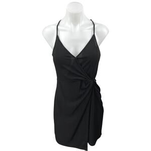 BCBGeneration Black Sleeveless V-Neck Faux Wrap Tank Sheath Mini Dress Size S
